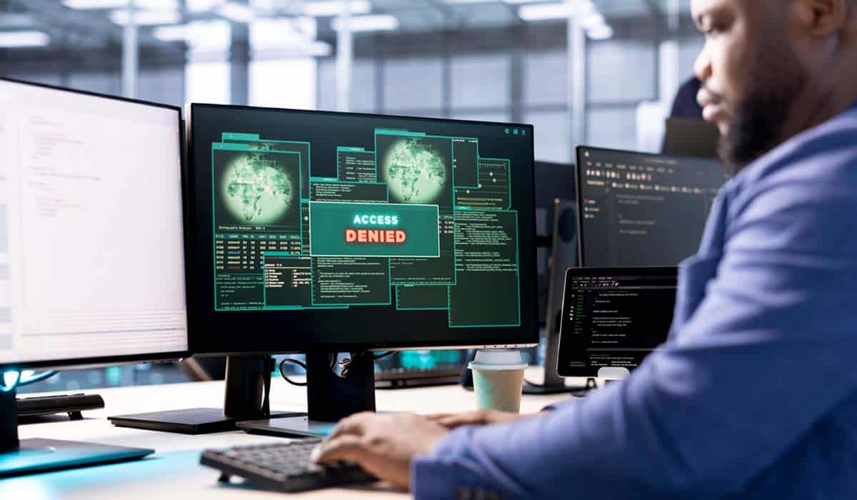 Security specialist monitoring a ransomware incident